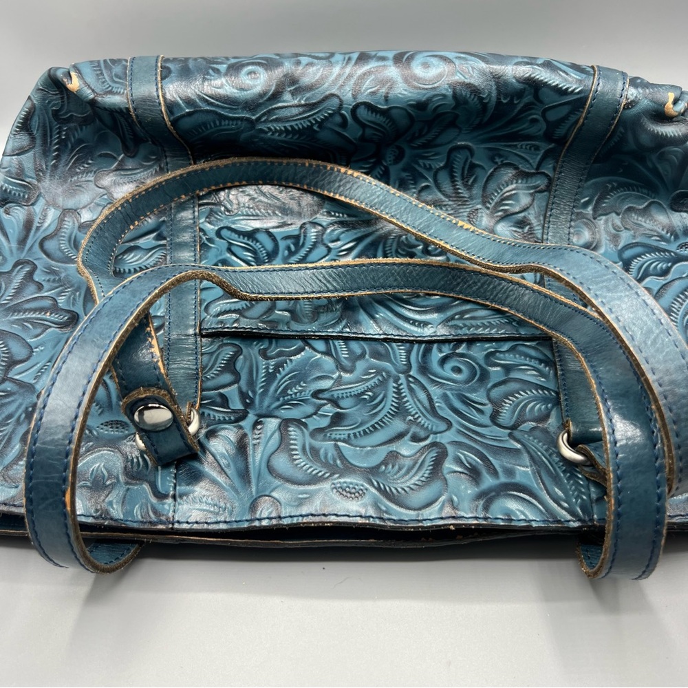 Patricia Nash Teal Tooled Leather Tote - Picture 10 of 12